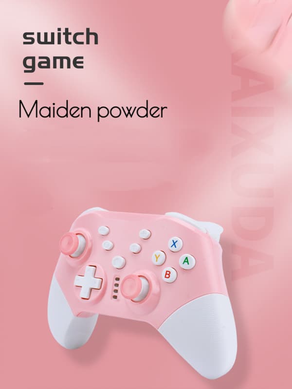 Trådløs Switch Pro-kontroller for Switch/Switch Lite/Switch Oled, 6-akset gyroskop og dobbel vibrasjon (rosa)