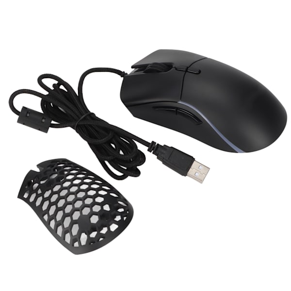 RGB-mus med 13 lystilstande, 6 niveauer DPI, frit vægtdesign, sort ergonomisk gamingmus til computer til spil