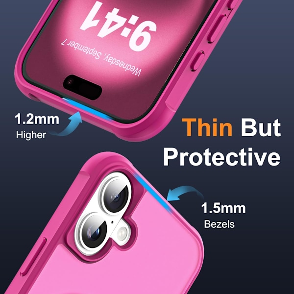 Kompatibel med iPhone 16 Deksel med Usynlig Magnetisk O-Ring Stativ Gjennomsiktig Kompatibel med Mag-SafeGodt grep føles bra Rose
