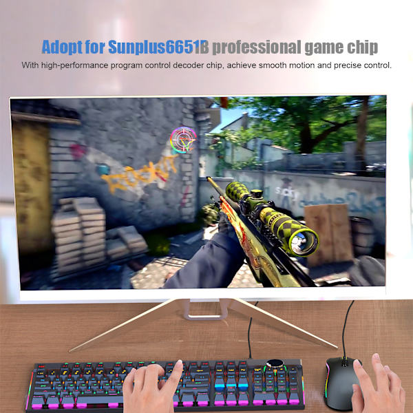 HXSJ A869RGB LED-lys 7200DPl USB Plug and Play Mekanisk Makro Defineret Gaming Mus