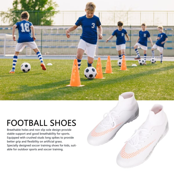 Fotbollsskor High Turf Andningsbara Bekväma Bra Grepp Herr Fotbollsskor för Konstgräs Utomhussporter High Turf Vita Krossade Spikar 40