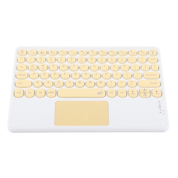 Bluetooth-tastatur med touchpad, runde taster med ergonomisk design, stabil forbindelse, 10 tommer, gul