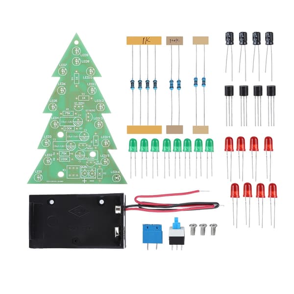 LED DIY PCB -piirilevypaketti Flash Tree 3D joulukuusi elektroniset osat