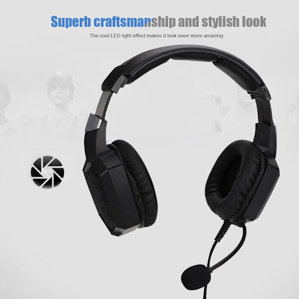 K8 kablede stereo-spillhodesett med LED-lys støydempende mikrofon for bærbar PC