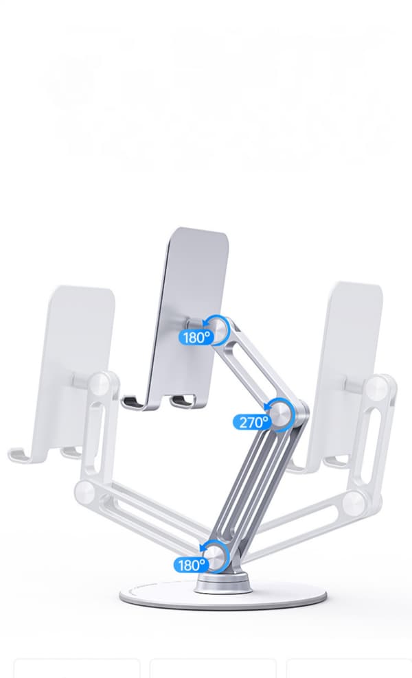 Stativ til skrivebord Justerbar Tablet Stativ, Foldbar Bærbar 360° Roterende Tablet Holder Stativ til skrivebord