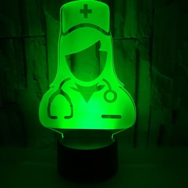 Qinwei Nurse 3D Illusion Nattlampa 16 Färger Ändra Touch Fjärrkontroll Heminredning LED Jul Födelsedagspresent (Stil X)