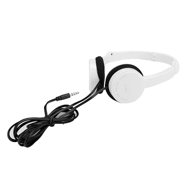 Foldbar kablet stereo headset for barn med mikrofon for smarttelefon nettbrett hvit