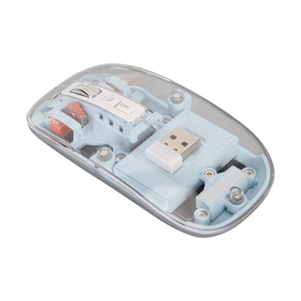 Trådlös Bluetooth-mus Transparent Clear Cool Shell Mute Click Färgglada Andningsljus Bärbar datormöss Blå