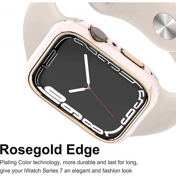 För Apple Watch Series 7 41mm, Pläterad Rigid PC Ram Case Slim All-Around Bumper Case för Apple Watch Series 7 （roséguld rosa）