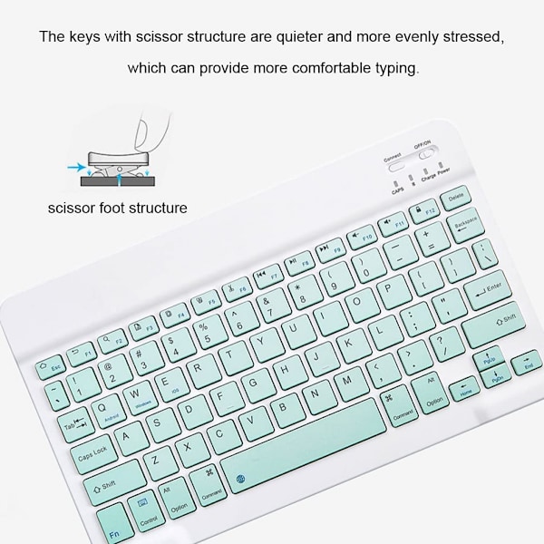 Ultra-tynd Bluetooth-tastatur, bærbar, genopladelig, trådløs, kompakt til Android, Windows, tablet, mobiltelefon, iOS, iPhone, iPad