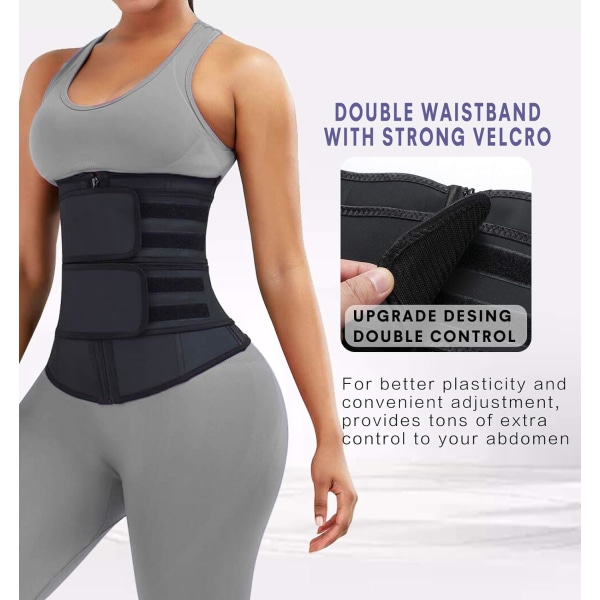 Naisten vyötärövalmentaja Lateksi Underbust JSculpt Double Training Belt Workout Sport Girdle C-black (Double Straps) 3XL