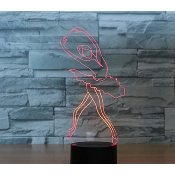3D Ballerina Fjernbetjening 16 Farve Natlys Illusion Akryl LED Bord Sengelampe Børneværelse Skrivebords Dekoration Fødselsdagsgaver Legetøj til Børn