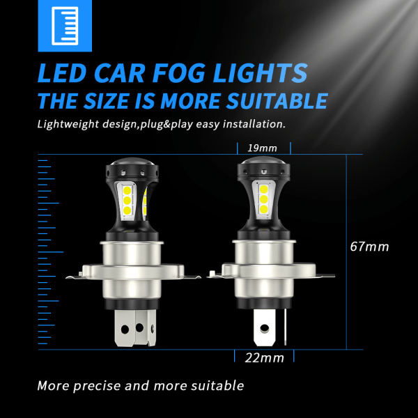 2 kpl auton LED-ajovaloa H4 3030 18 valoa ajovalo moottoripyörän LED-ajovalopolttimot