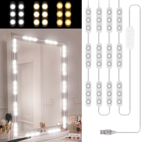 LED Vanity Spejl Lys, Hollywood Style Vanity Makeup Lys, Dæmpbar Touch Kontrol Lys Strip, til Makeup Vanity Bord & Bad