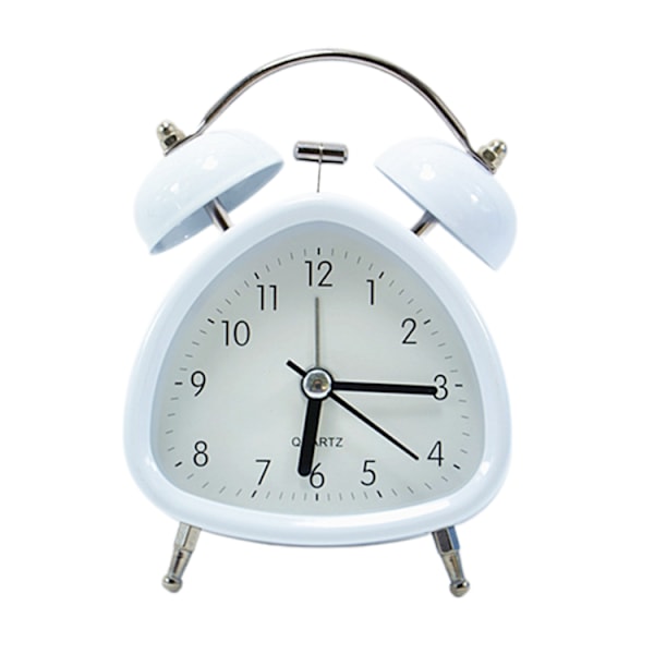3 tum triangulär retro analog väckarklocka, sängklocka för barn, med bakgrundsbelysning, ingen tickande, högt dubbelringande alarm för tunga sovare