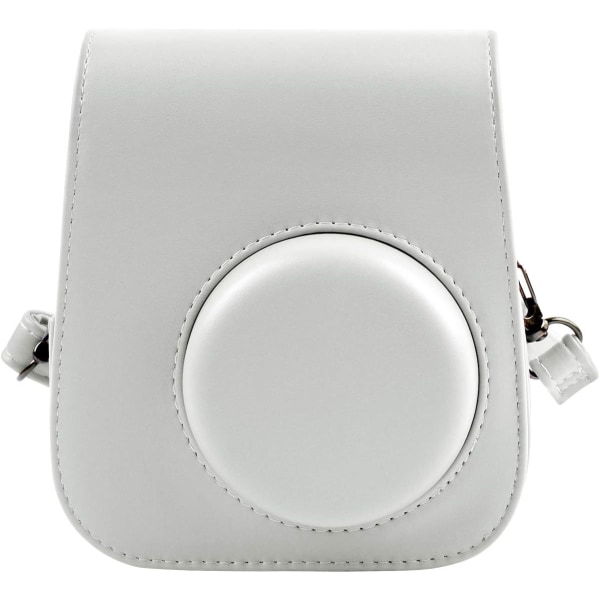 Beskyttende og bærbar taske kompatibel med Fujifilm til Instax Mini 12/11 Instant-kamera med tilbehørslomme og justerbar rem, hvid