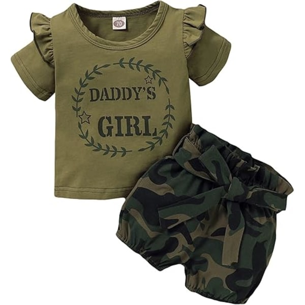 Baby Flickkläder Småbarn Flick Sommarkläder Skjortor Toppar Trasiga Denimshorts Set Små Flickkläder 3-6M