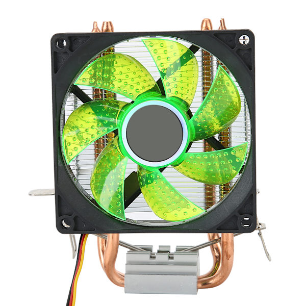 CPU-køleventilator 3-bens stik PC-tilbehør lys 2 messingrør til AMD 775 / 1155 / Intel(Grøn )
