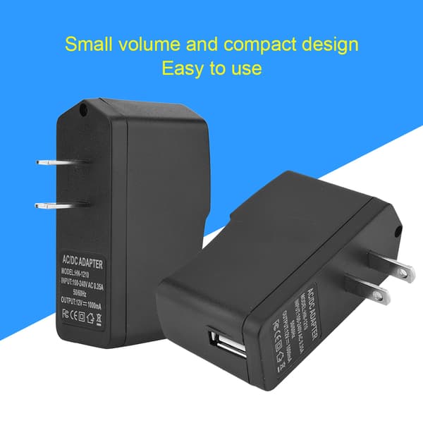 12V 1A Strømadapter Universell USB-grensesnitt Laderplugg