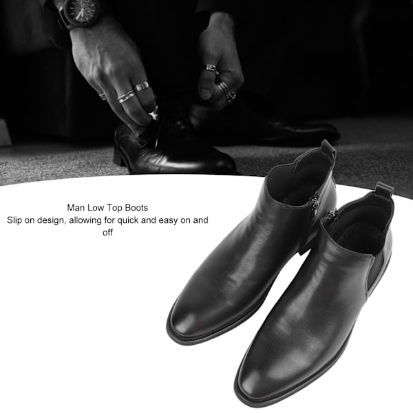 Herr Stövlar Låg Top Slip On Konstruktion Stövlar Anti Slip Ankle Boots Casual Arbetssko för Höst Vinter Svart 42 260mm