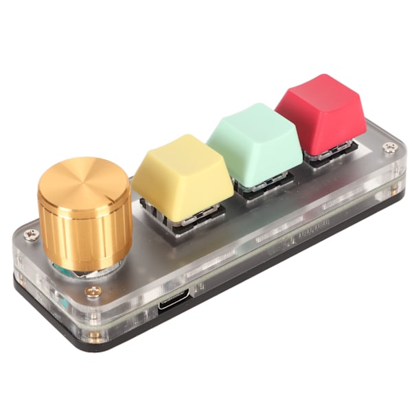 USB Mini 3-näppäiminen näppäimistö nupilla DIY ohjelmoitava Type C -liitäntä sininen kytkin Yhden käden näppäimistö pelaamiseen Värikäs