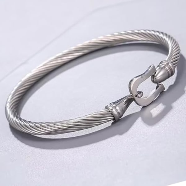 Unisex Kabelarmbånd i Rustfrit Stål med Charm Bangle Armbånd med Hækteknap Bedste Veninde Søster Mode Smykker Gave til Kvinder Mænd