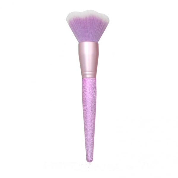 1 kpl kynnenmuotoinen hiuspää irtopuuterimeikkiharja, läpinäkyvä muovikahva poskipunasivellin kauneusmeikkityökalu (pyöreä pää, violetti)