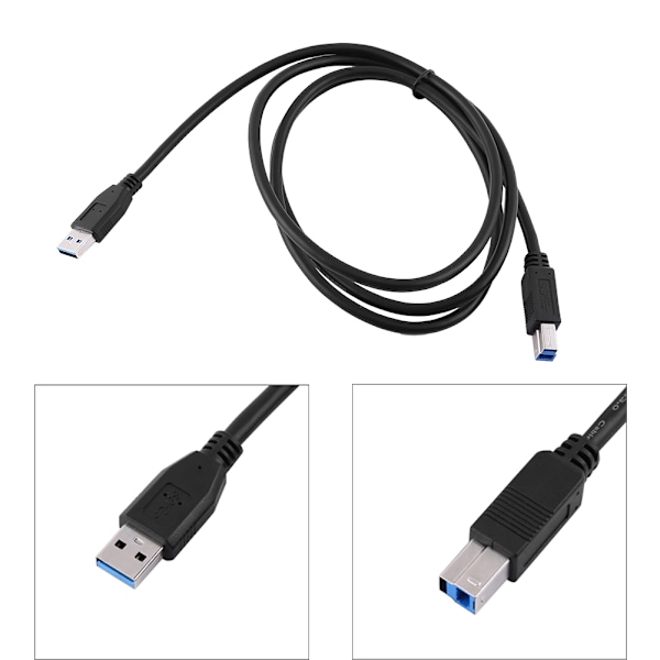 1,8 m USB 3.0 -tyyppi A -uros B -uros -datakaapeli tulostimelle, skannerille, suuri nopeus, musta, uusi