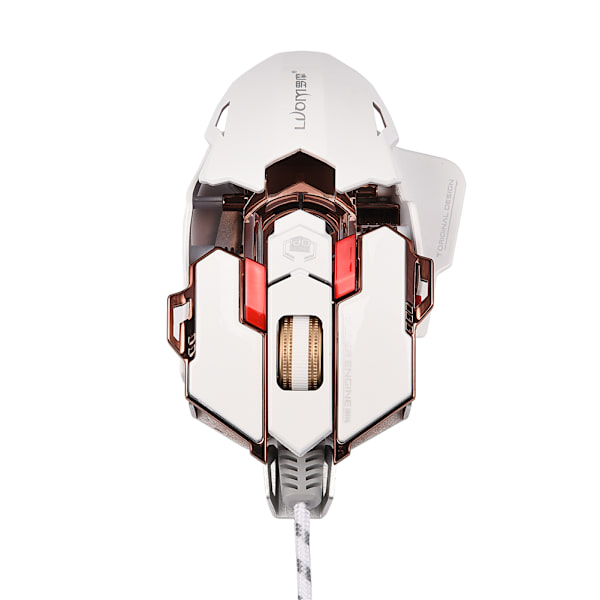 LUOM Ergonomisk USB-kabelansluten spelmus 10 programmerbara knappar Justerbar DPI LED-ljus Vit