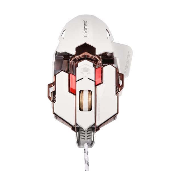 LUOM Ergonomisk USB-kablet Gaming Mus 10 Programmerbare Knapper Justerbar DPI LED Lys Hvid