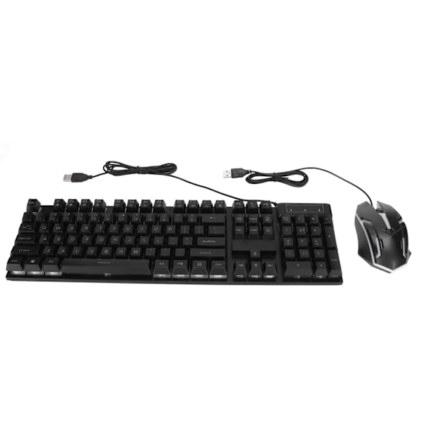 Spelkombination med tangentbord och mus, 104 tangenter, LED-bakgrundsbelysning, ergonomisk, vattentät, snabb respons, spelmus och tangentbord D500 svart set