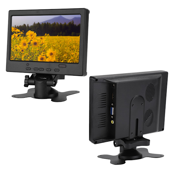 7-tums multifunktionsskärm 800:1 1024x600 med stativstöd HDMi VGa AV-ingång
