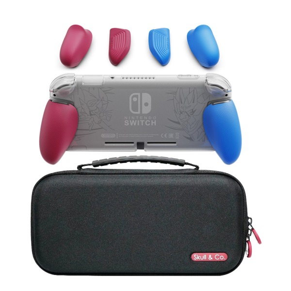 GripCase Lite Bundle: Et komfortabelt beskyttende deksel med utskiftbare grep [for å passe alle håndstørrelser] for Nintendo Switch Lite