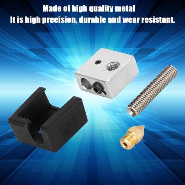 Til Anet   MK8 3D-printertilbehør Varmeblok   0,4 mm dyse  Rør  Silikoneovertræk