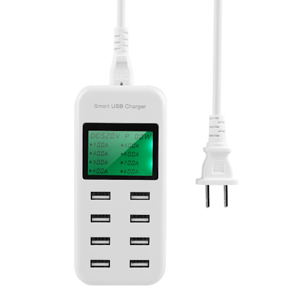 5V/8A Output Smart 8-port USB-oplader Samtidig 8-port opladning Smart USB-hub med LED