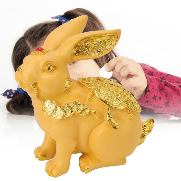 Kanin sparbössa Handgjorda söt dekorativ prydnad hartsfigurer Pengabank för myntsparande