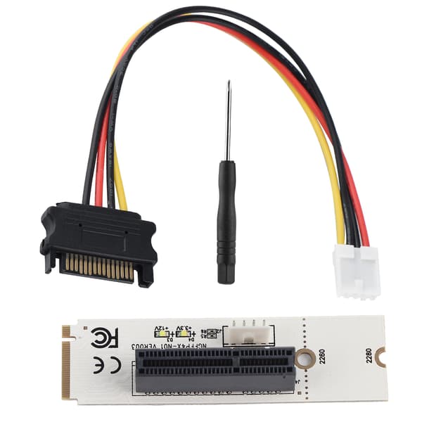 NGFF M.2 Key M til PCI-E Express 4X Riser Card Adapter med LED spændingsindikator SATA strømkabel