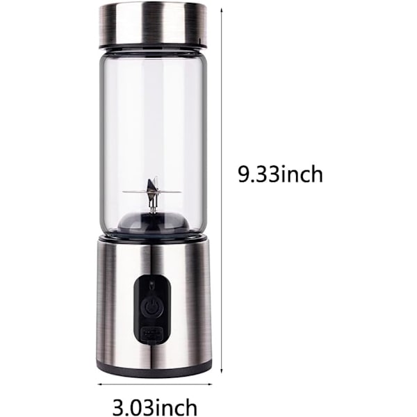 Bärbar Blender, 14 Oz Personlig Blender För Shakes och Smoothies med 6 Blad, Rostfritt Stål Mini Blenderkopp, 4000mah Usb Laddningsbar