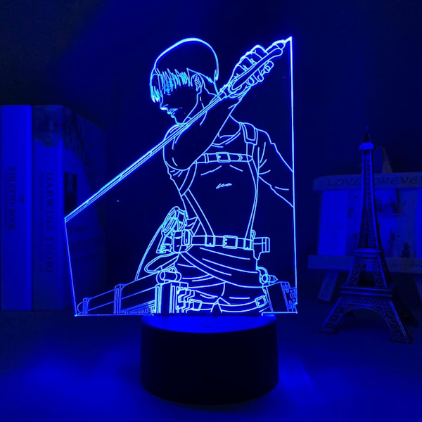 Attack On Titan til børneværelset - Natlampe med 3D-effekt - Anime 3D Optisk Illusion Natlys PXJD