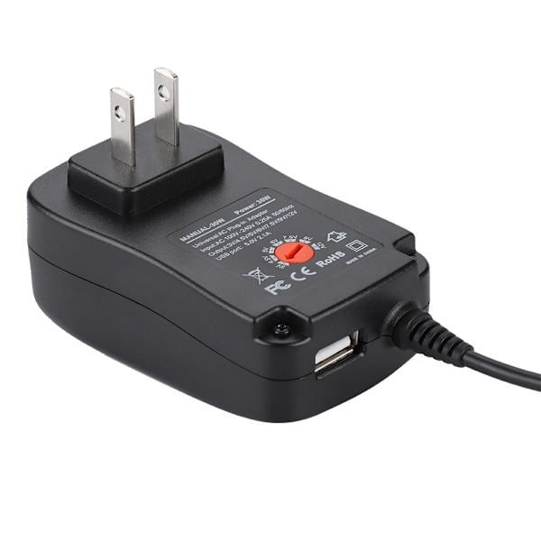 30W 3-12V Strømforsyning Oplader Adapter med LED Display Spændingsregulering