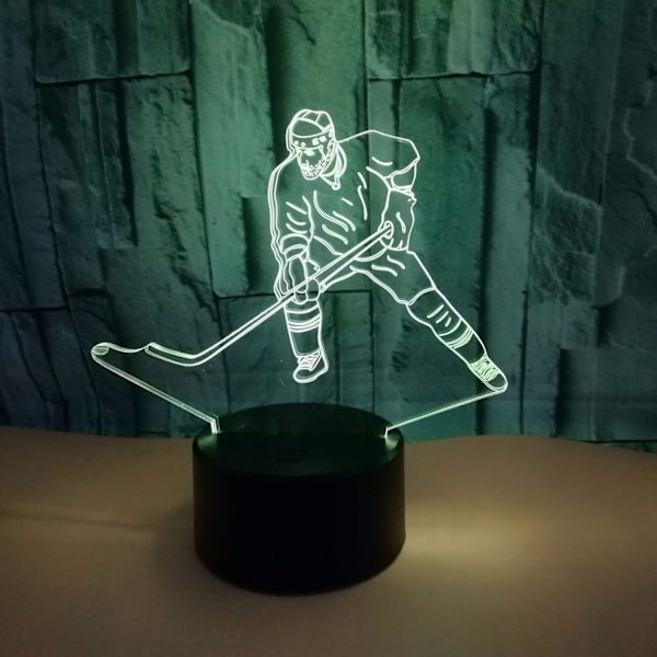Hockey-spiller mønster, 3D illusjonslampe, 3D nattlys 3D LED nyhet bursdag ferie lys gave berøringsfjernkontroll leketøy