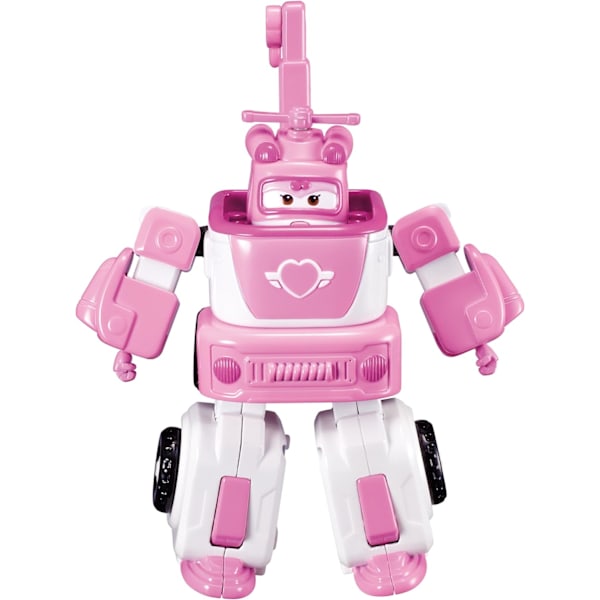 Super Wings - 7' Dizzy's Rescue Tow med 2' Pink Transform-a-Bot Mini Figur, Transformerande Flygplan Leksaksfordon Set, Leksak för 3 4 5 Åriga Pojkar