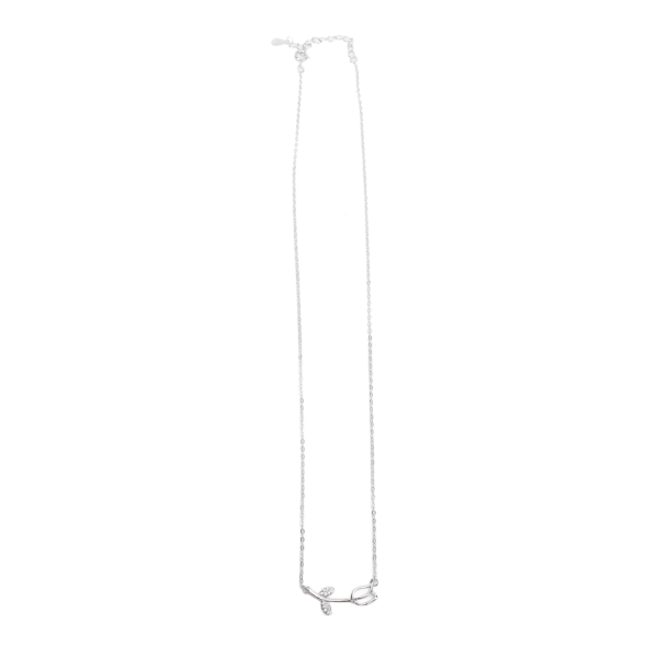 Blomsterhalsband Silver Elegant Snyggt hänge Halsband Smycken Födelsedagspresent Vitguld