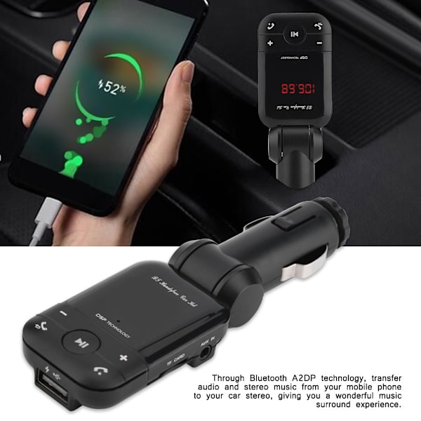 FM Bil Bluetooth Sender LED Trådløs Dobbelt USB MP3 Biloplader Sender