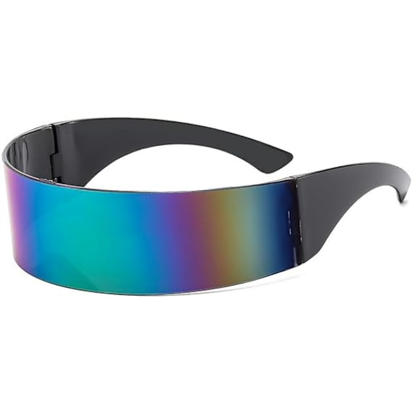 One Piece Wrap Around Sølv Spejl Solbriller Kvinder Mænd Solbriller Shades Solbriller Rainbow colors