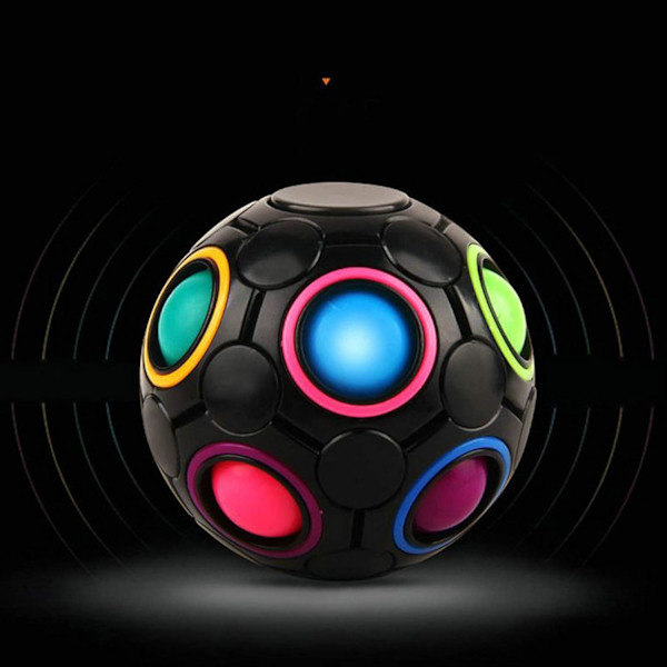 Roterende Stress Rainbow Ball Infinity Relief Spinner Fidget Toy til voksne og børn - pædagogisk magisk terningpuslespil (sort)