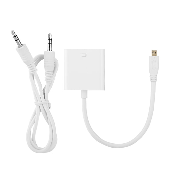 HDMI til VGA HDMI-konverteradapterkabel for datamaskin/DVD/digital dekoder (hvit)