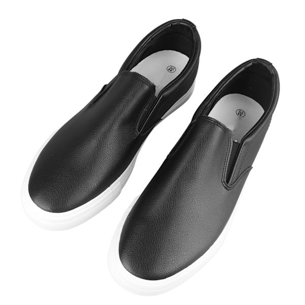 Herr Plattform Slip-On Skor Rund Tå Mjuk Sula Herr PU Läder Casual Skor för Herrar Svart 44