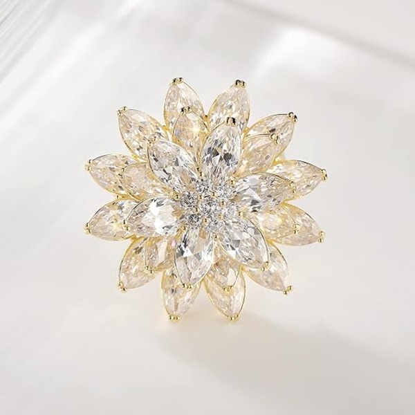 Pins for kvinners mote, skinnende snøfnugg store vakre blomsterbrosjer smykker for kvinner blomsterserie brosjer og nåler designer damekostyme Shiny Snowflake