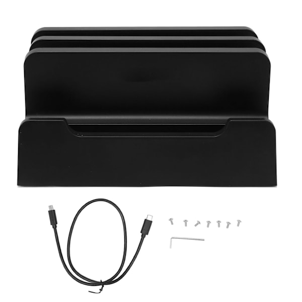Vertikal bærbar computer stand til skrivebord justerbar dobbelt slots pladsbesparende bærbar computer holder til mobiltelefon tablet op til 17,3 tommer sort